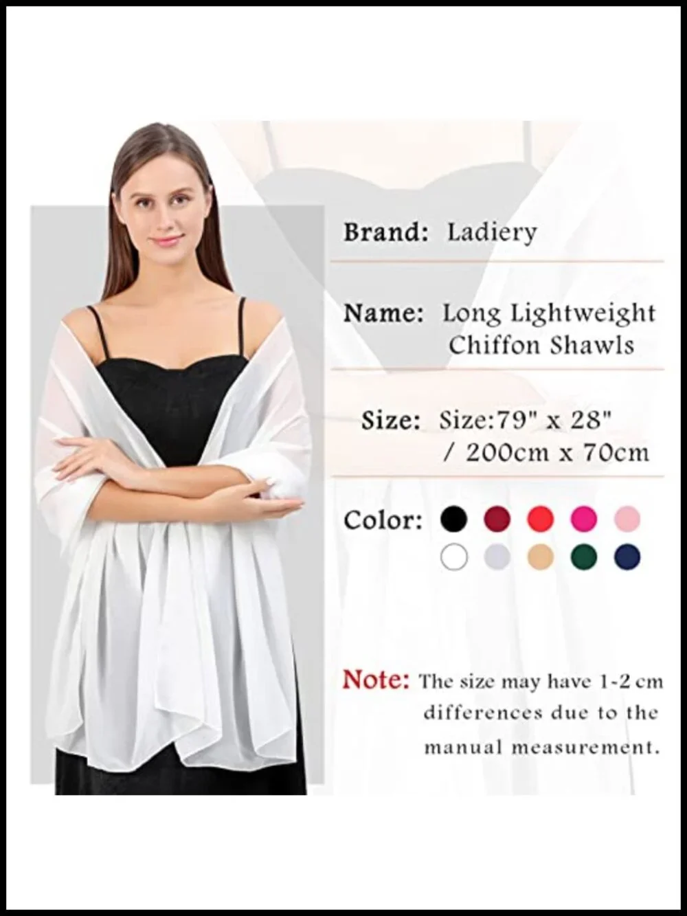 Ladiery Wraps & Pashminas for Women Sheer Chiffon Shawl Evening Wedding Cover Up
